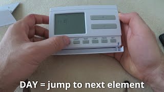 How to adjust Hours amp Minutes Computherm Q7RF Wireless Thermostat Clock [upl. by Neilla]