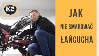 Jak smarować łańcuch motocyklowy – Czyszczenie łańcucha w motocyklu – K2 Suchy smar do łańcucha [upl. by Llenyar]