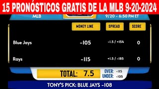 15 Pronósticos GRATIS de la MLB para Hoy Viernes 9202024 [upl. by Ail]