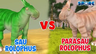 Saurolophus vs Parasaurolophus  Desert vs Forest Dino S1E10  SPORE [upl. by Neellok91]