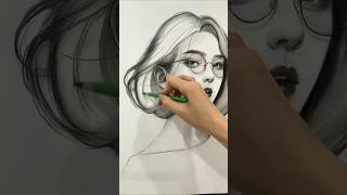 How to sketch hair Hair stroke art sketch shorts viral [upl. by Izy226]