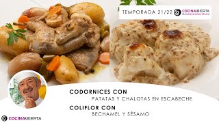 COLIFLOR gratinada con bechamel y CODORNICES con patatas 👨🏻‍🍳 Cocina Abierta de Karlos Arguiñano 😍 [upl. by Acilejna614]