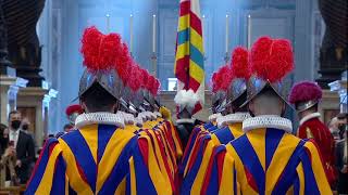 Pontifical Swiss Guard procession in St Peters Basilica [upl. by Caldeira]