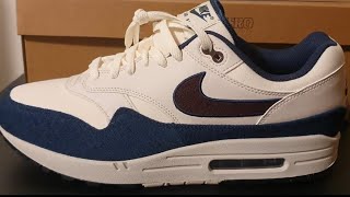 Nike air max 1 Coconut MilkArmory NavyLight Orewood BrownBurgundy Crush nike review shoes [upl. by Yevette16]