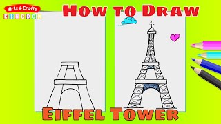 How to draw the Eiffel Tower  Easy drawing for kids  Arts and Crafts Kingdom [upl. by Anihsit]