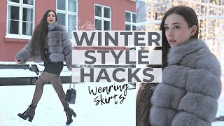 How I Wear Skirts in Winter to Stay Warm  OUTFITS amp WINTER FASHION HACKS [upl. by Nevad407]