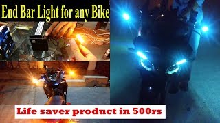 Bar End Lights for any Bike  RS200 Modification  550rs [upl. by Odnomyar]