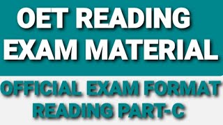 Oet Reading Sample Paper l Partc l Official exam format l oet oetexamoetreadingoetreadingtips [upl. by Bree]