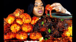 CAJUN BOILED EGG amp OXTAIL MUKBANG  SPICY CAJUN SEAFOOD BOIL SAUCE  EGG BOIL MUKBANG  ASMR EATING [upl. by Reisinger565]