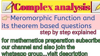 Part2 examples of Meromorphic functions quotMeromorphic function and its theorem based questions quot run [upl. by Elleda87]