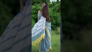 Whispering Lines Stripe Saree  Handloom Cotton Work Wear Saree  I Love Sarees shorts [upl. by Ataga80]