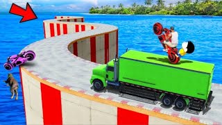 SHINCHAN AND FRANKLIN TRIED THE IMPOSSIBLE CURVY FROZEN ROAD PARKOUR CHALLENGE GTA 5 [upl. by Davy]