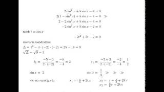 Równanie trygonometryczne 2cos2x5sinx40 [upl. by Shimberg]