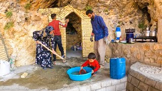 Construction of crescent door with bricks by Amir and his family [upl. by Dawes]