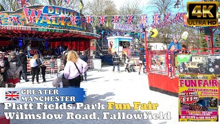 Platt Fields Park fun fair 116 Apr 2023 Wilmslow Road Fallowfield Manchester [upl. by Ennylhsa542]