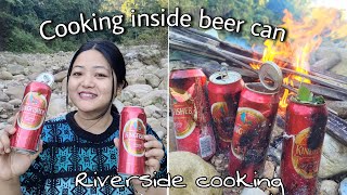 Cooking chicken inside beer can 😋 cooking with nature [upl. by Arline]