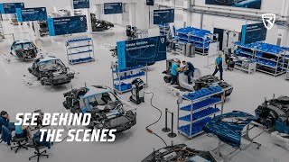 Rimac Factory Tour flythrough video by FPV drone [upl. by Berni]