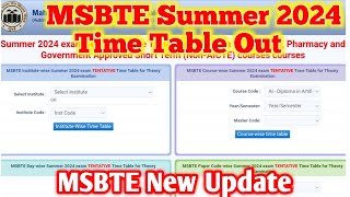 MSBTE Summer 2024 Exam Time Table  MSBTE New Update  MSBTE Summer Exam Time Table 2024 msbte [upl. by Paviour]