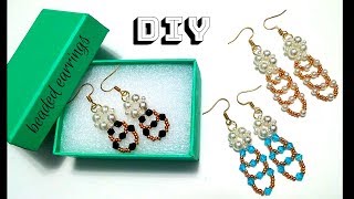 beading tutorial how to make earrings beaded earrings [upl. by Nareht522]