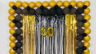 Black amp Gold Theme Birthday Decoration Ideas At Home  Quick amp Easy New year backdrop decoration [upl. by Attenauq758]