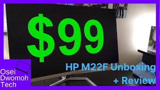 The 99 Monitor HP M22F Unboxing  Review  Osei Dwomoh Tech [upl. by Allanson427]