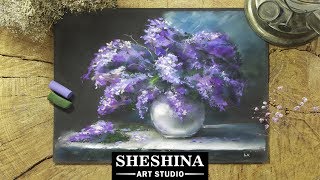 How to draw a lilac with soft pastels 🎨 Flowers [upl. by Eillen]