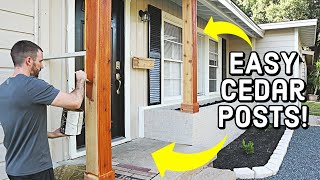 How to Wrap Posts in Cedar Wood  Tutorial [upl. by Haek]