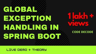 Global Exception Handling Spring Boot with Controller advice  Exception Handling in Spring Boot [upl. by Tybi]