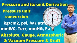 Pressure unit conversion in Hindi  Pressure and its units  Absolute and Gauge Pressure [upl. by Edya]