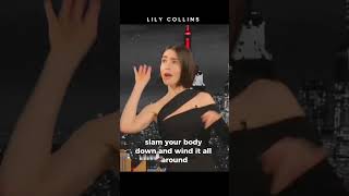 This is Lily Collins and she want to dance in front of Jimmy fallon the tonight show staring Jimmy [upl. by Airasor]