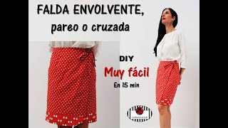 DIY como hacer una FALDA ENVOLVENTE o PAREO paso a paso  DIY How to make a Ruffled Wrap Skirt [upl. by Morty]