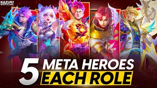 TOP 5 META HEROES FROM EVERY ROLE TO BAN OR PICK  PATCH UPDATE [upl. by Varin]