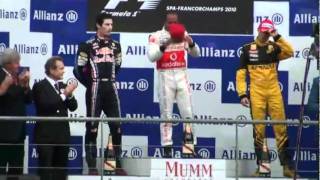 F1 2010  SPA  Podium  Lewis Hamilton McLaren [upl. by Etta]