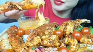 SASASMR  SEAFOOD BOIL KING CRAB  LOBSTER  SHRIMP  MUSSEL FIRE CHEESE SAUCE Bites Only [upl. by Ilam]