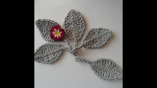 Listek na szydełku ze sznurka bawełnianego 3 i 5 mm Crochet leaf [upl. by Suirad75]