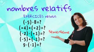 exercices nombres relatifs Mathématiques collège lycée niveau 5ème 4ème [upl. by Levi]