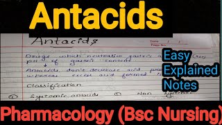 Notes Of Antacids in Hindi in Pharmacology Bsc Nursing [upl. by Oilime]