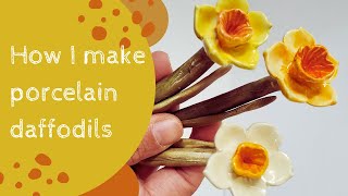 Porcelain narcissus tutorial make spring flowers in clay [upl. by Linoel282]