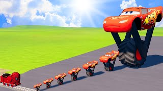 TRANSPORTING PIXAR CARS amp FRUITS WITH COLORED amp JOHN DEERE vs CLAAS vs TRACTORS  BeamNGdrive 962 [upl. by Brieta64]