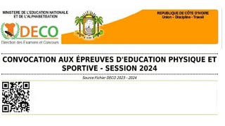 Examens Scolaire 2024  Imprimer Vos Convocations Aux Epreuves Physique Et Sportive EPS BAC amp BEPC [upl. by Mcquoid]