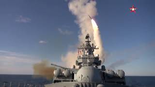 The cruiser Varyag and frigate Admiral Tributs conducted missile firing in the Sea of Japan [upl. by Llemaj]