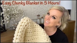 Easy Chunky Blanket  Single Crochet [upl. by Annaegroeg]