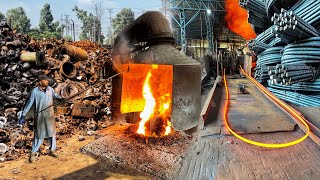 The process of Making and Manufacturing iron Rod from old Scrap [upl. by Muhcan870]