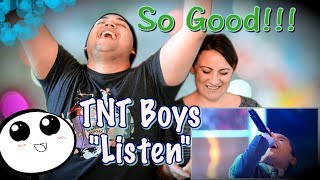 TNT BOYS  LISTEN by Beyonce Little Big Shots UK COUPLES REACTION [upl. by Noiz688]