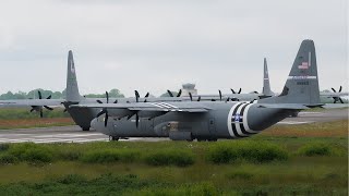 USAF C130J Startup amp Takeoff in CLOSE FORMATION [upl. by Nyllij62]