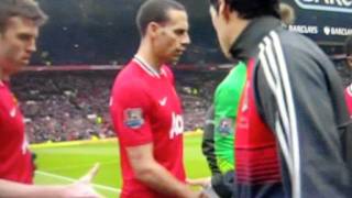 Man United vs Liverpool Patrice Evra And Luis Suarez Handshake [upl. by Enelrae]