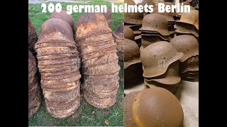 200 German helmets found on the berlin battlefield all stacked up another [upl. by Korie]