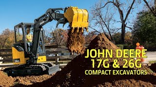 John Deere 17G and 26G Compact Excavators In Action [upl. by Aehsan]