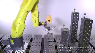 Measuring the position repeatability of an industrial robot [upl. by Ayerhs]