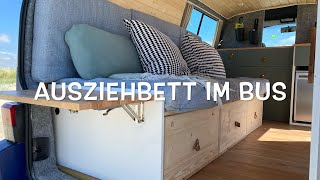 Ausziehbett mit Schubladen VW T4 Camper Van I Praktisches DIY Bett für den Bulli Ausbau [upl. by Lipman]